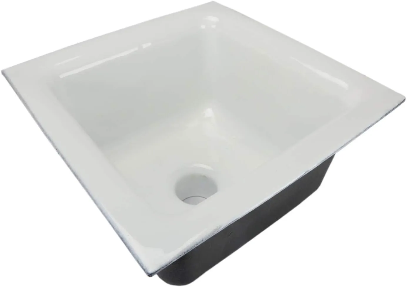 GSW Floor Sink with Dome Strainer, Cast Iron Body & Ceramic Surface 12”W x 12”L x 6”H - Perfect for Restaurant, Bar, Buffet (3” Drain)