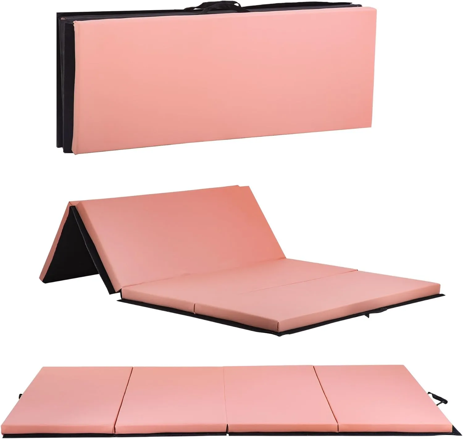 Gymnastics Tumbling Mats Portable Gymnastics Mat Foldable Tumbling Mat Thick PU Leather Exercise Mat Yoga Mat with Carrying Handles for home Workout outdoor Yoga Gymnastics