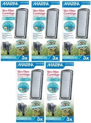 Hagen 15-Pack Marina Slim Aquarium Water Filter with Carbon Plus Ceramic Cartridge