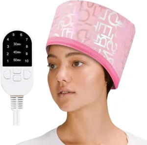 Hair Steamer for Natural Hair Home Use, Heat Cap for Deep Conditioning with Adjustable 2 Modes, and Intelligent Protection Black Hair Women for Scalp Treatment Spa Hair Care, Bronzing Pink
