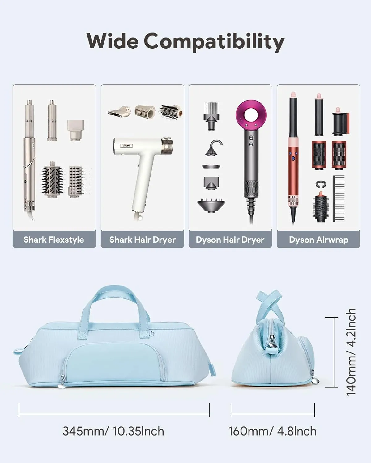 Hair Tools Travel Case Bag for Shark HD430 FlexStyle/Dyson Airwrap/Dyson Supersonic Hair Dryer, Portable Travel Storage Organizer for Hair Attachments Waterproof