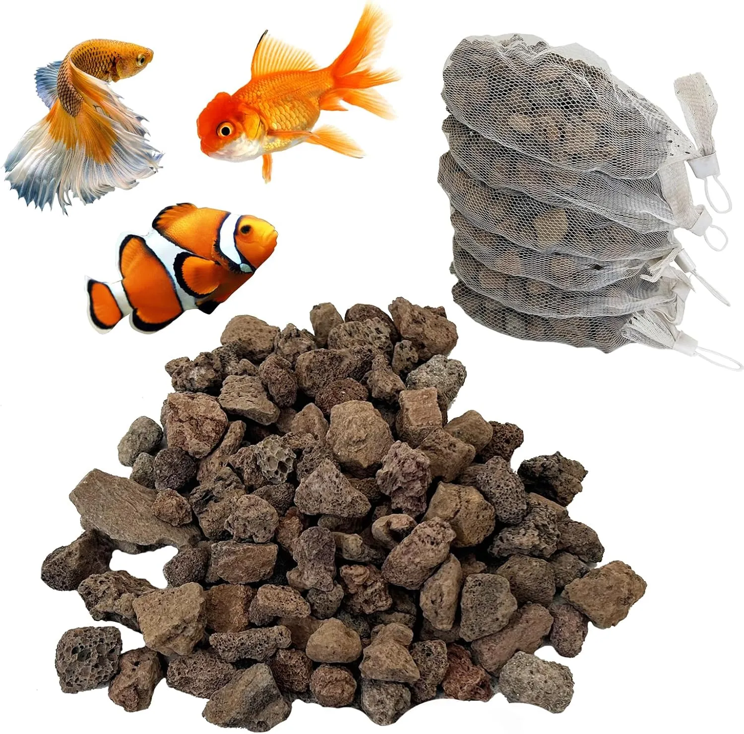 Hamiledyi 6 LB Aquarium Filter Media Bio Balls Ceramic Rings Media with Mesh Bag for Fish Tank and Pond Canister Biological Biofilter Filter (Black)