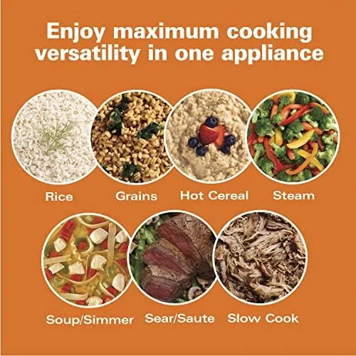 Hamilton Beach Digital Programmable Rice and Slow Cooker & Food Steamer, 20 Cups Cooked (10 Cups Uncooked), 14 Pre-Programmed Settings for Sear Sauté, Hot Cereal, Soup, Nonstick Pot, Stainless Steel