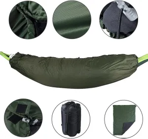 Hammock Handmade Winter Outdoor Hammock Cover Camping Ultralight Full Length Sleeping Bag Blanket Zipper Elastic Hammock 200 * 75cm Swing, Green