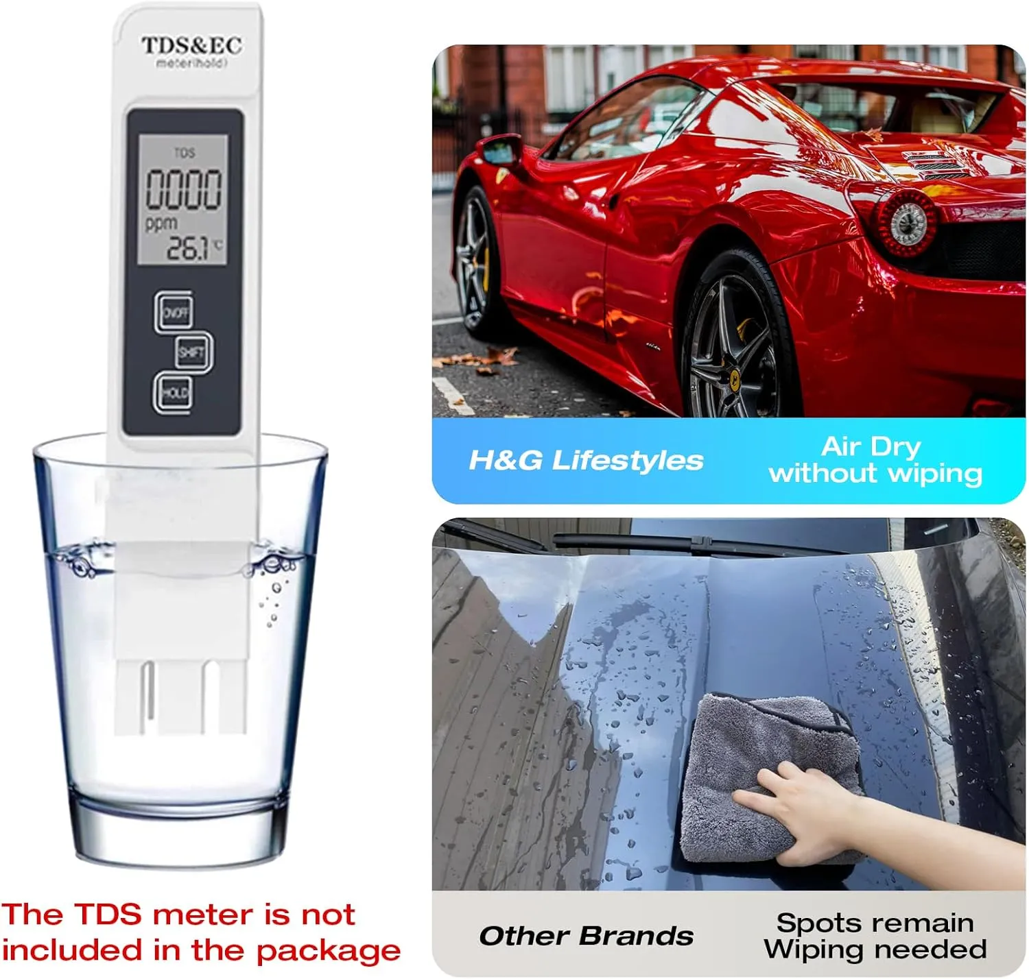 H&G lifestyles Portable Water Deionizer for Car Washing Spotless Water System Spot-Free Deionized Water Splash Spotless for Vehicles Motorcycles Boats Solar Washing