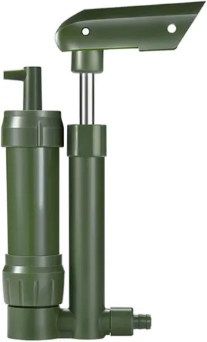 Hand Pump Water Filter 3-Stage Camping Water Purifier Filtration System Survival Gear 0.01 Micron with 500ml Water Bag Storage Bag for Outdoor Camping Hiking Backpacking Adventure