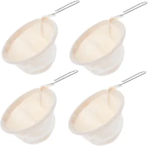 Handmade Coffee Filter Bag 4-pack with Fine Mesh Sieve Portable Tea Strainer Flannel Cloth Filter Pouch Easy to Use for Home Office Travel