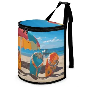Hanging Car Trash Bag Flip Flops Beach Ball Printed Car Garbage Storage Bag Leakproof Car Trash Can Portable Garbage Storage Bags