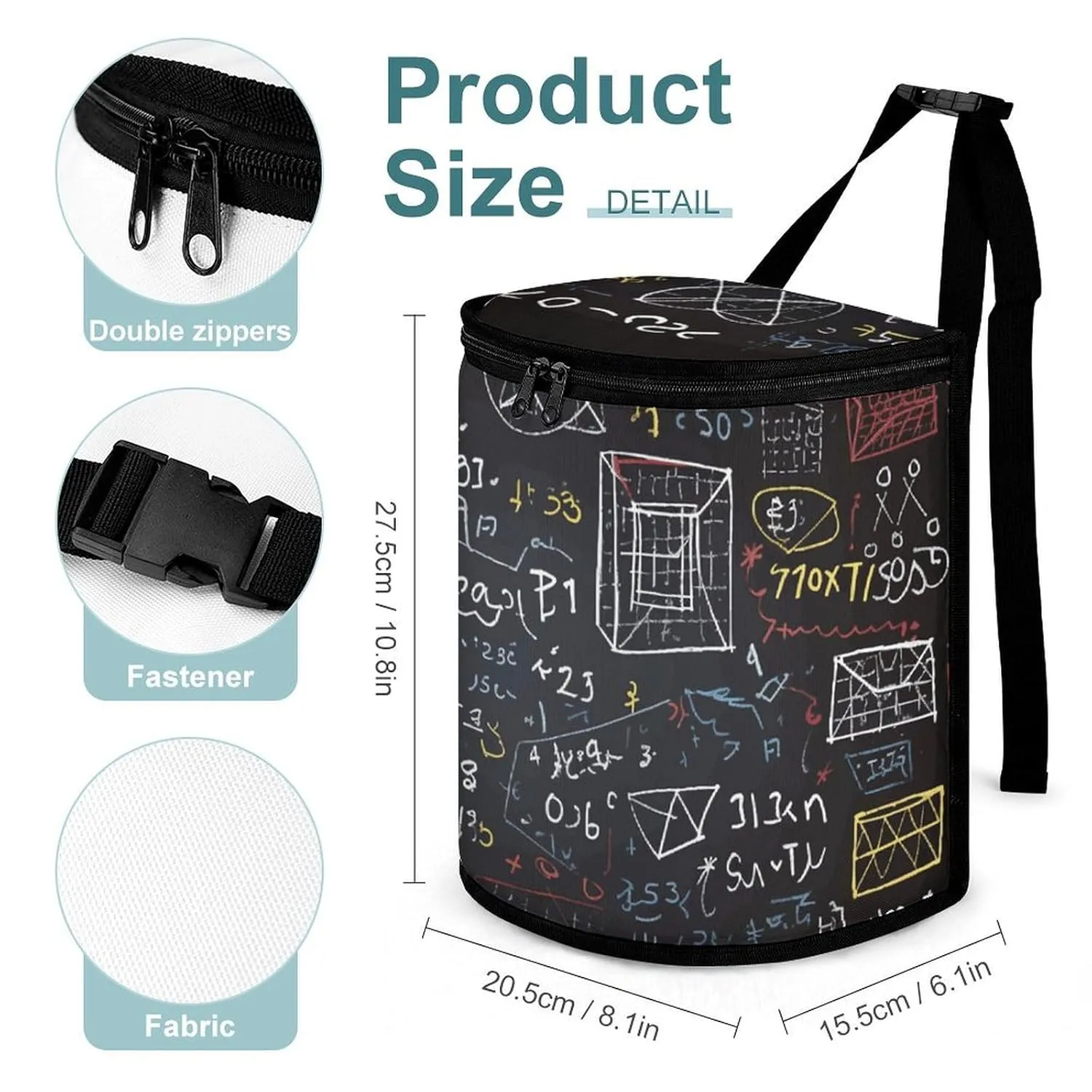 Hanging Car Trash Bag Protable Trash Can Mathematics and Physics Waterproof Garbage Bin for Car