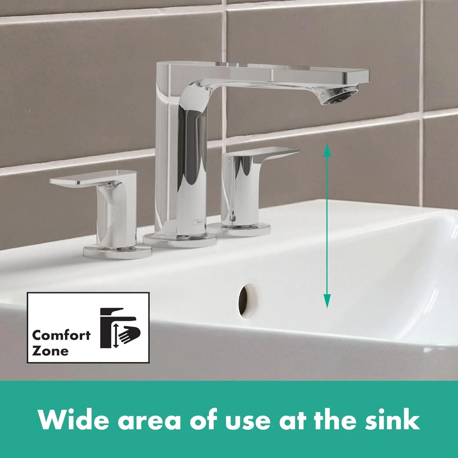 Hansgrohe Rebris E Contemporary 2-Handle 3-Hole 5-inch Tall Bathroom Sink Faucet in Chrome, 72532001
