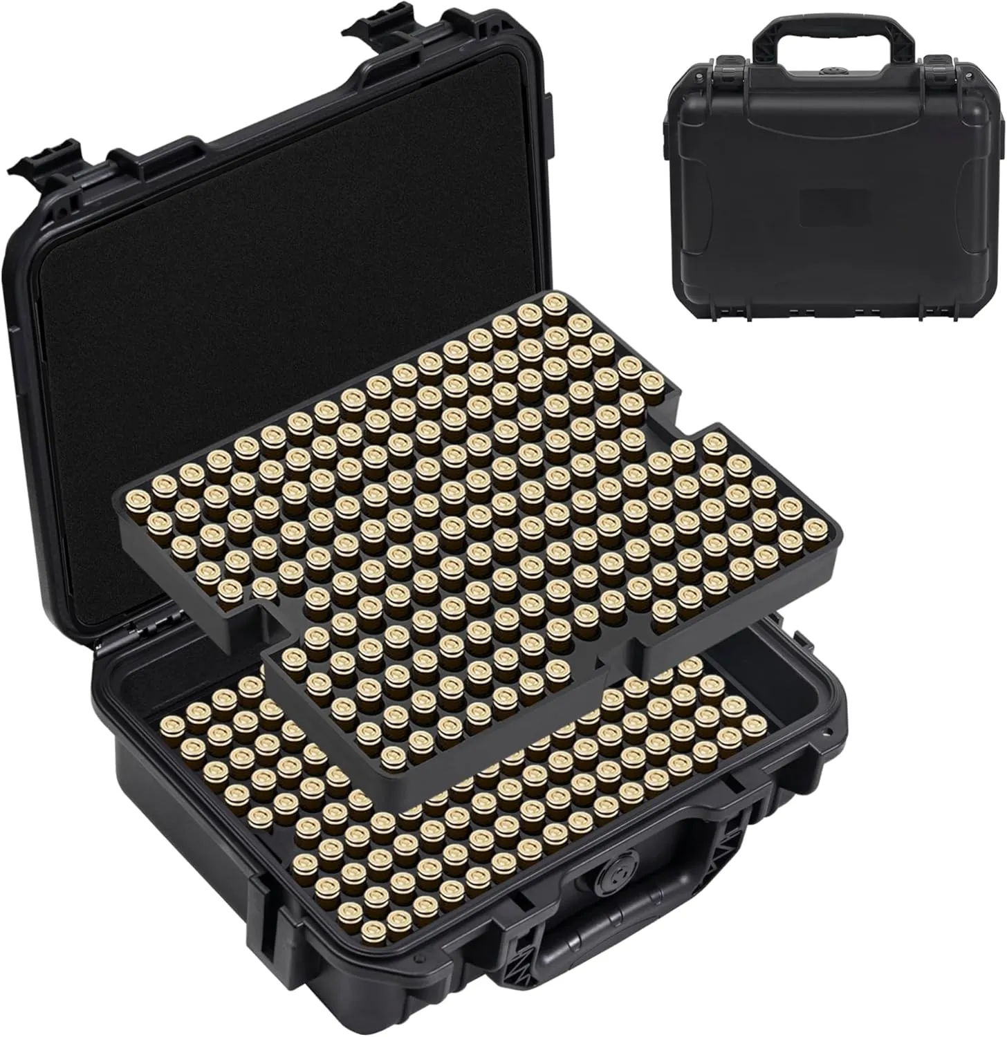 Hard Ammo Storage Case Hold 366 Round - Lockable Ammo Protection Box Compatible with 9x19mm Parabellum, 9mm Luger, 380ACP, 38 S&W, 32 S&W, .(Case Only)