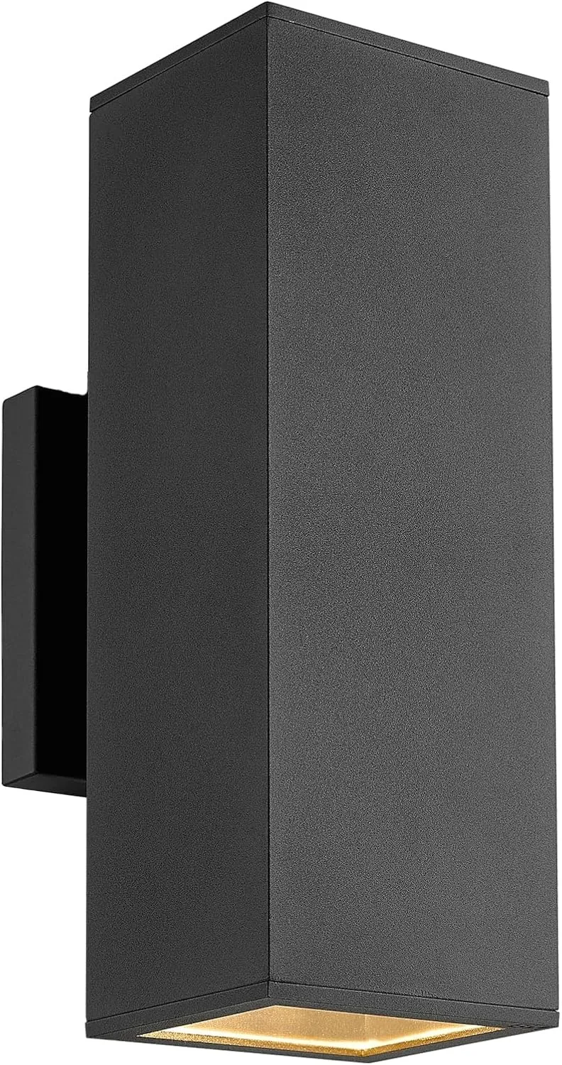 harriet Outdoor Wall Lights, 13" Modern Exterior Lighting Fixtures Aluminum Waterproof, Rectangular Porch Lights Up and Down Lighting for Outside, Garage, Black