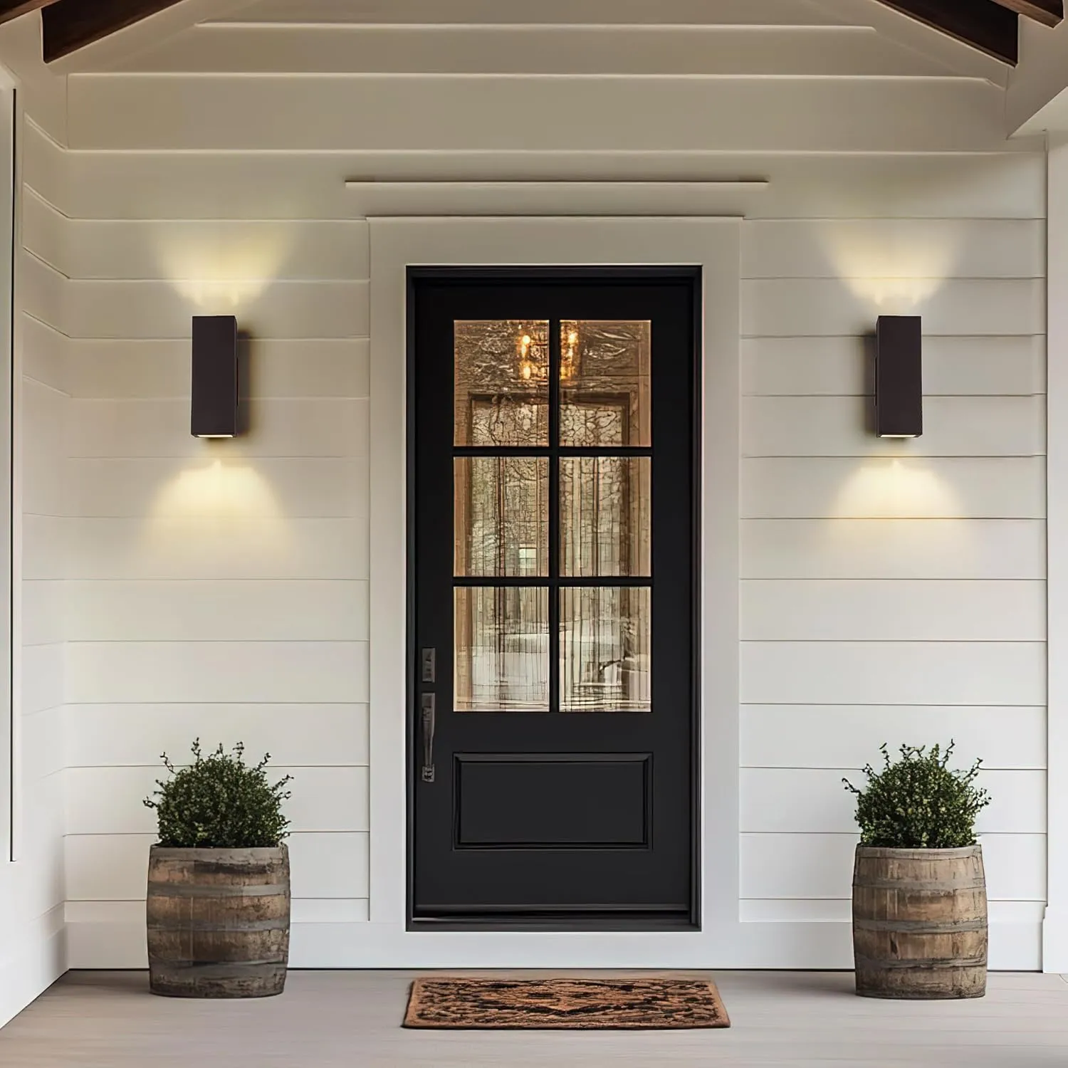 harriet Outdoor Wall Lights, 13" Modern Exterior Lighting Fixtures Aluminum Waterproof, Rectangular Porch Lights Up and Down Lighting for Outside, Garage, Black