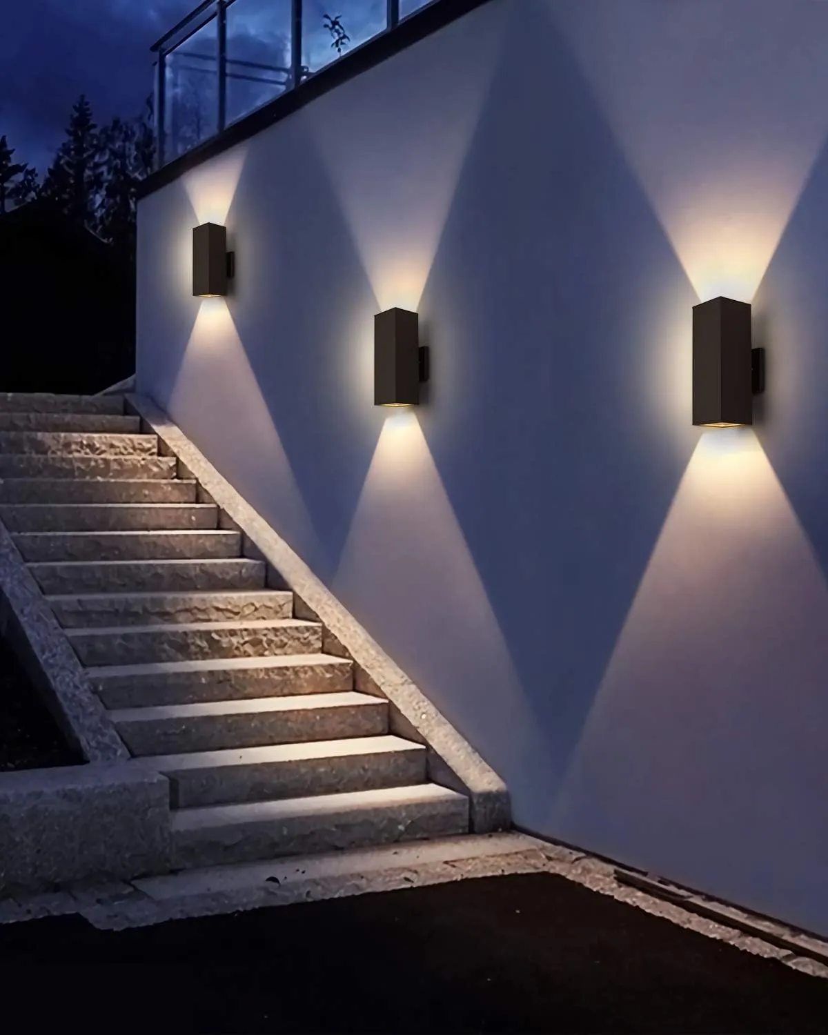 harriet Outdoor Wall Lights, 13" Modern Exterior Lighting Fixtures Aluminum Waterproof, Rectangular Porch Lights Up and Down Lighting for Outside, Garage, Black