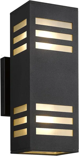 harriet Outdoor Wall Lights, Modern Exterior Lighting Fixtures Aluminum Waterproof, 13" Rectangular Porch Lights Up and Down Lighting for Outside, Garage, Black