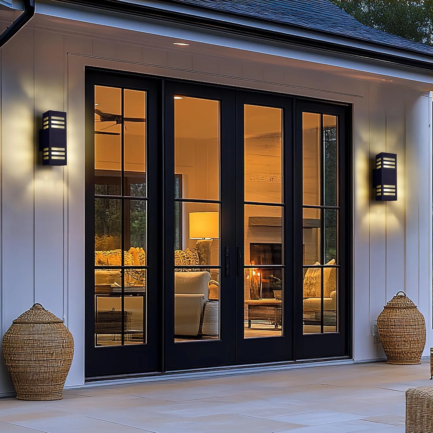 harriet Outdoor Wall Lights, Modern Exterior Lighting Fixtures Aluminum Waterproof, 13" Rectangular Porch Lights Up and Down Lighting for Outside, Garage, Black