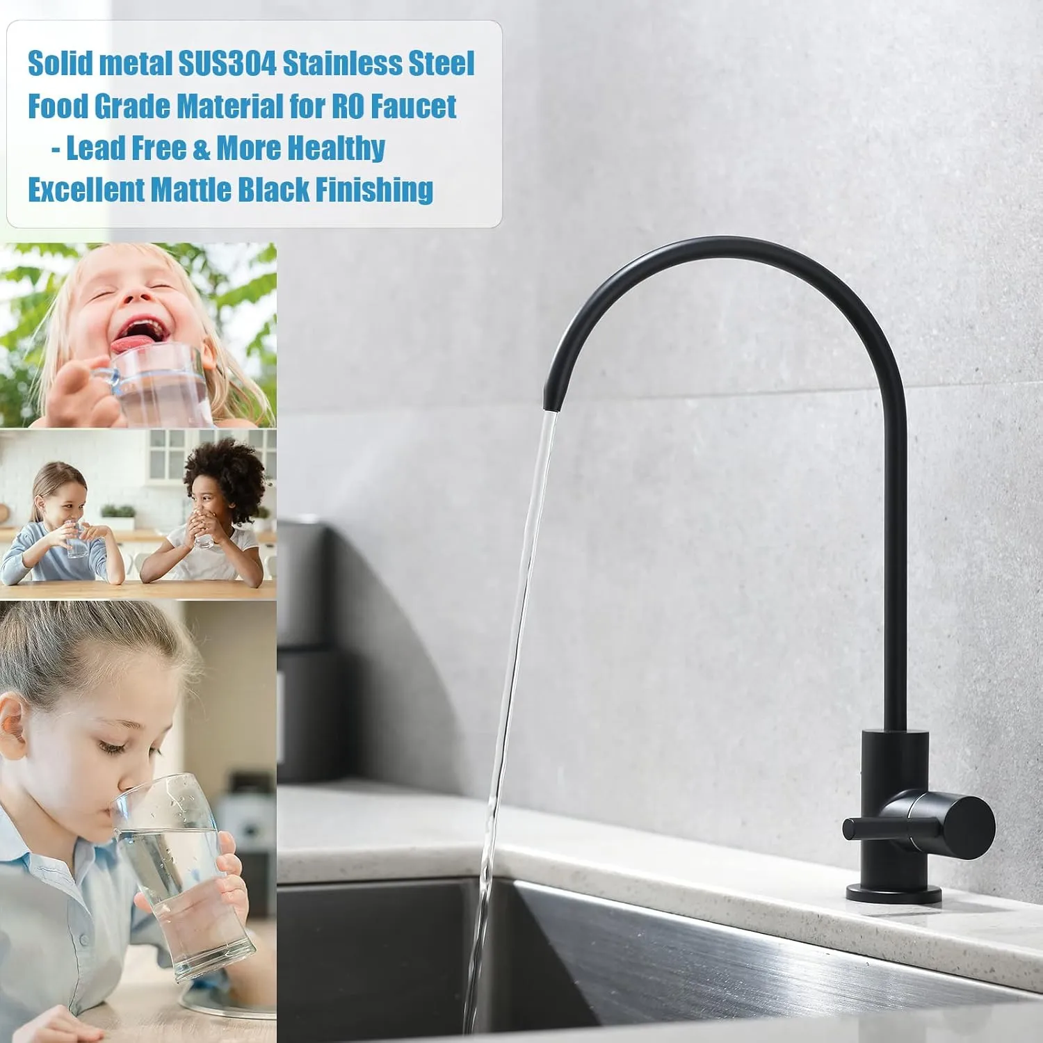 Havin Bar Sink Faucet, RO Water Filter Tap, Drinking Water Faucet fits Most Water Filtration System, Kitchen Reverse Osmosis Faucet, Beverage Dispenser, Lead-Free Stainless Steel (Matte Black)