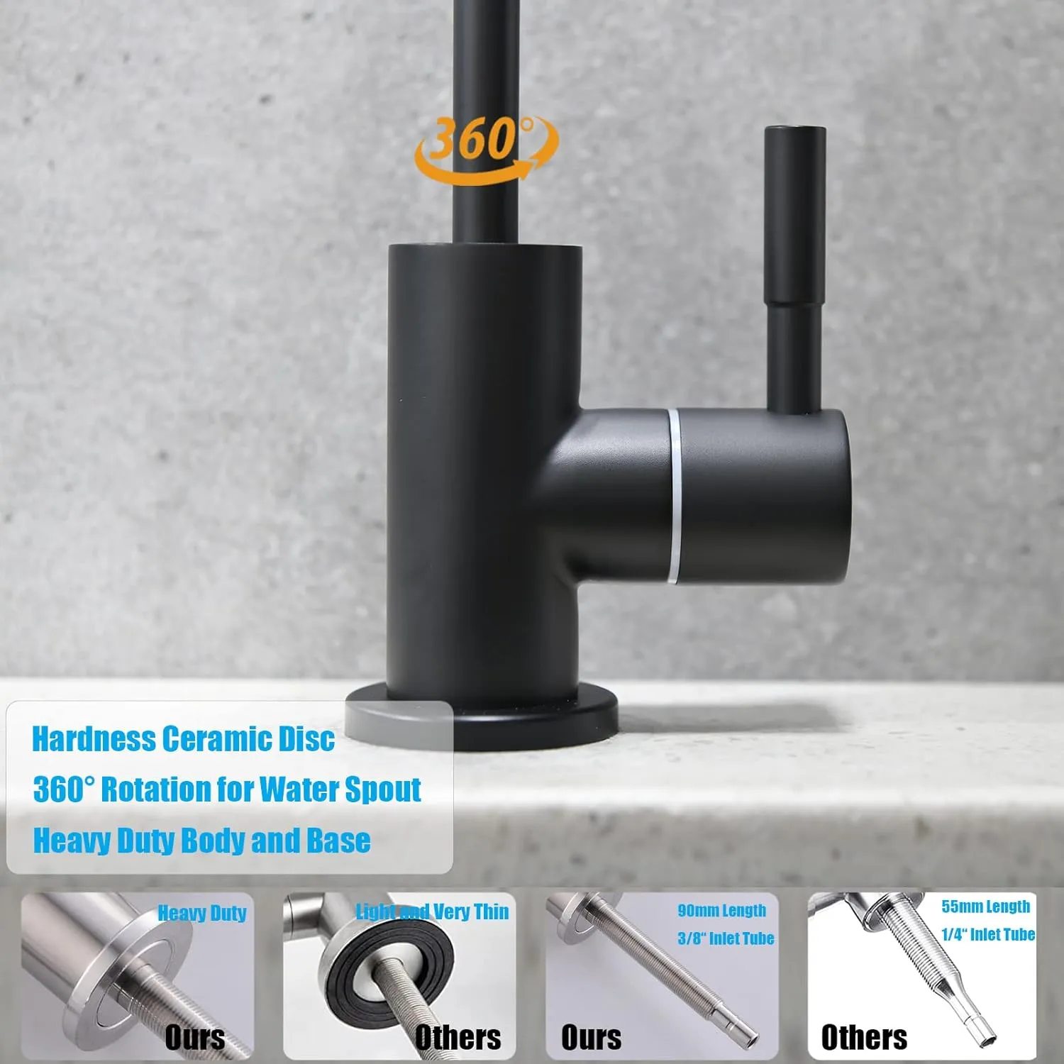 Havin Bar Sink Faucet, RO Water Filter Tap, Drinking Water Faucet fits Most Water Filtration System, Kitchen Reverse Osmosis Faucet, Beverage Dispenser, Lead-Free Stainless Steel (Matte Black)