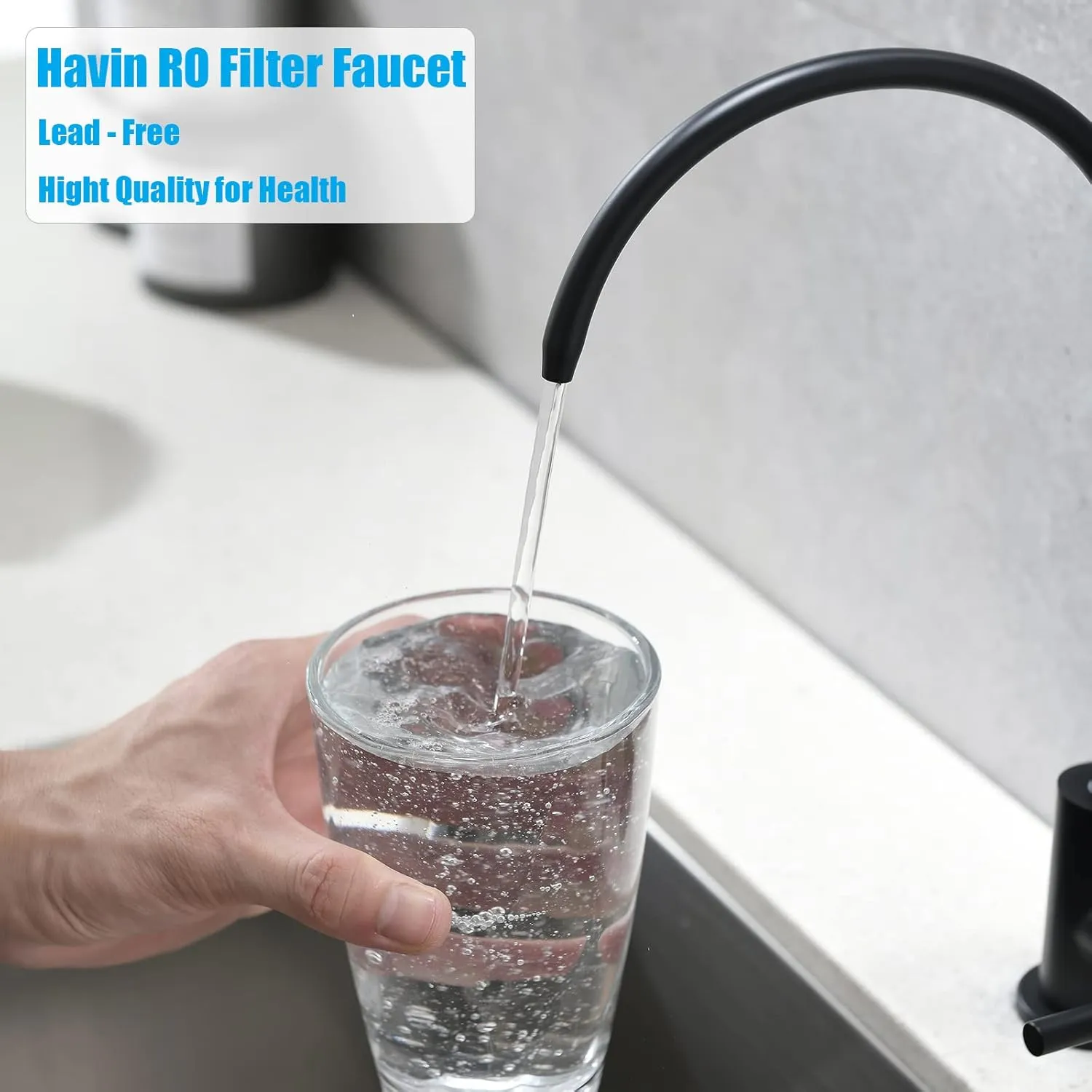 Havin Bar Sink Faucet, RO Water Filter Tap, Drinking Water Faucet fits Most Water Filtration System, Kitchen Reverse Osmosis Faucet, Beverage Dispenser, Lead-Free Stainless Steel (Matte Black)