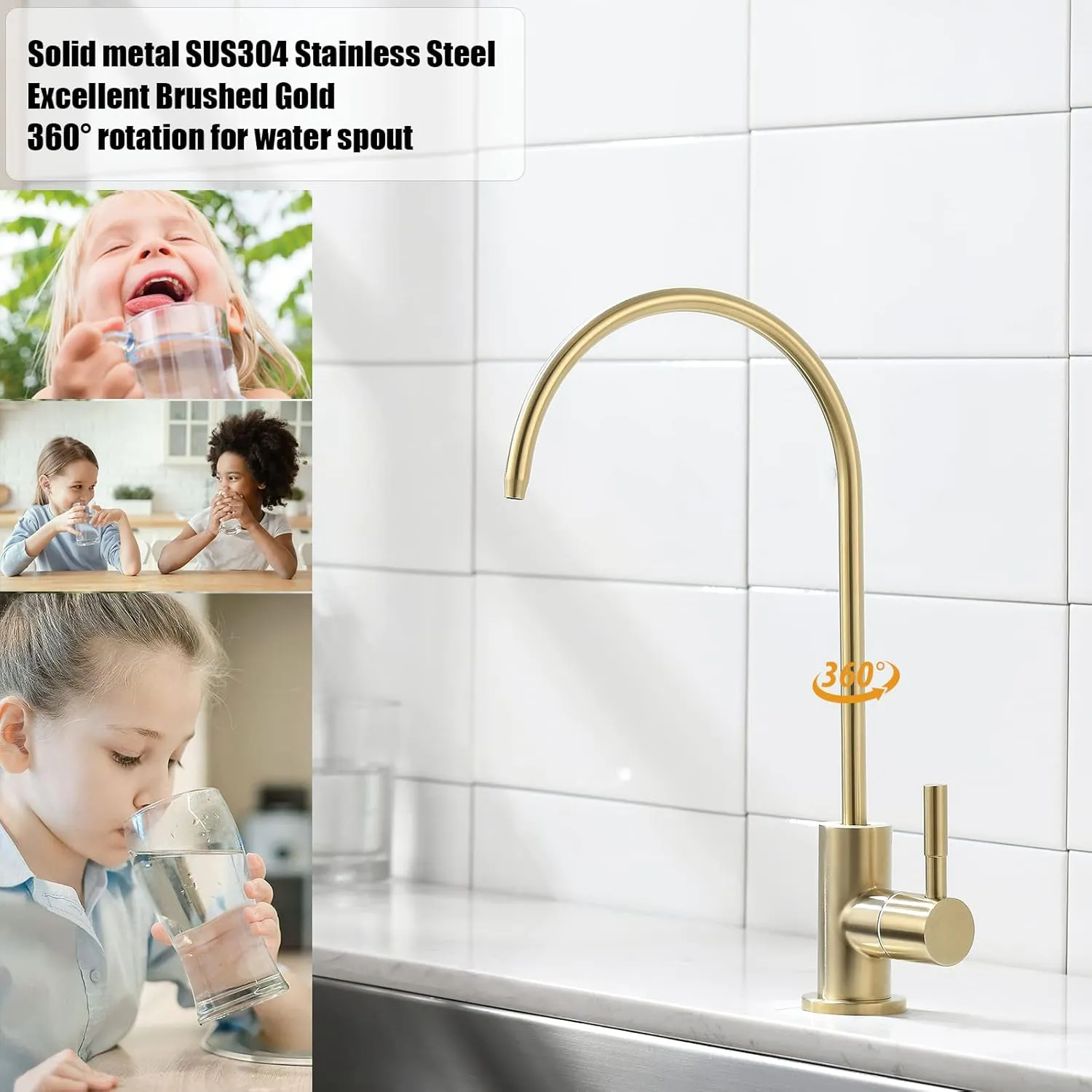 Havin Gold Drinking Water Faucet,Brushed Gold Reverse Osmosis Tap,Water Filter Faucet for Kitchen Sink Use, Beverage Faucet, Lead-Free Stainless Steel(Brushed Gold)