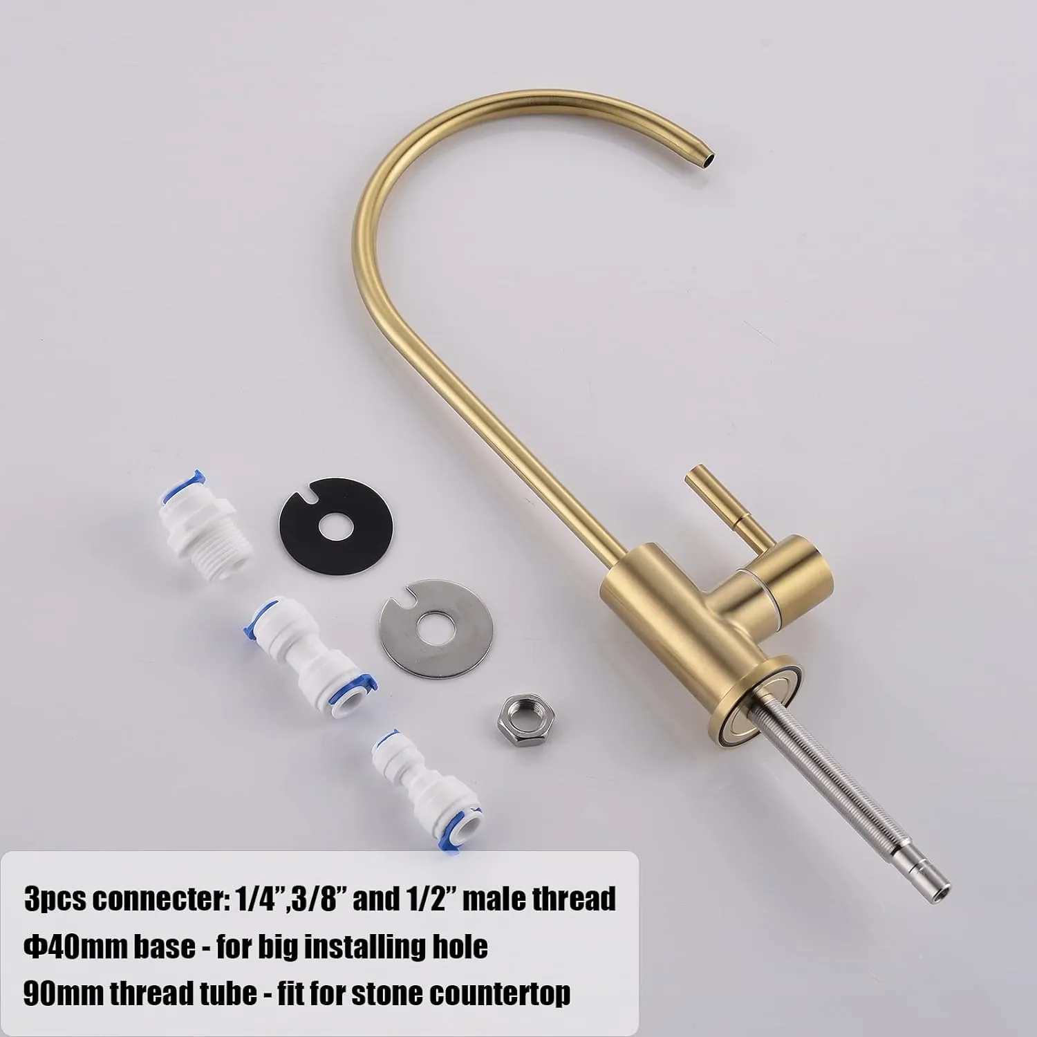 Havin Gold Drinking Water Faucet,Brushed Gold Reverse Osmosis Tap,Water Filter Faucet for Kitchen Sink Use, Beverage Faucet, Lead-Free Stainless Steel(Brushed Gold)