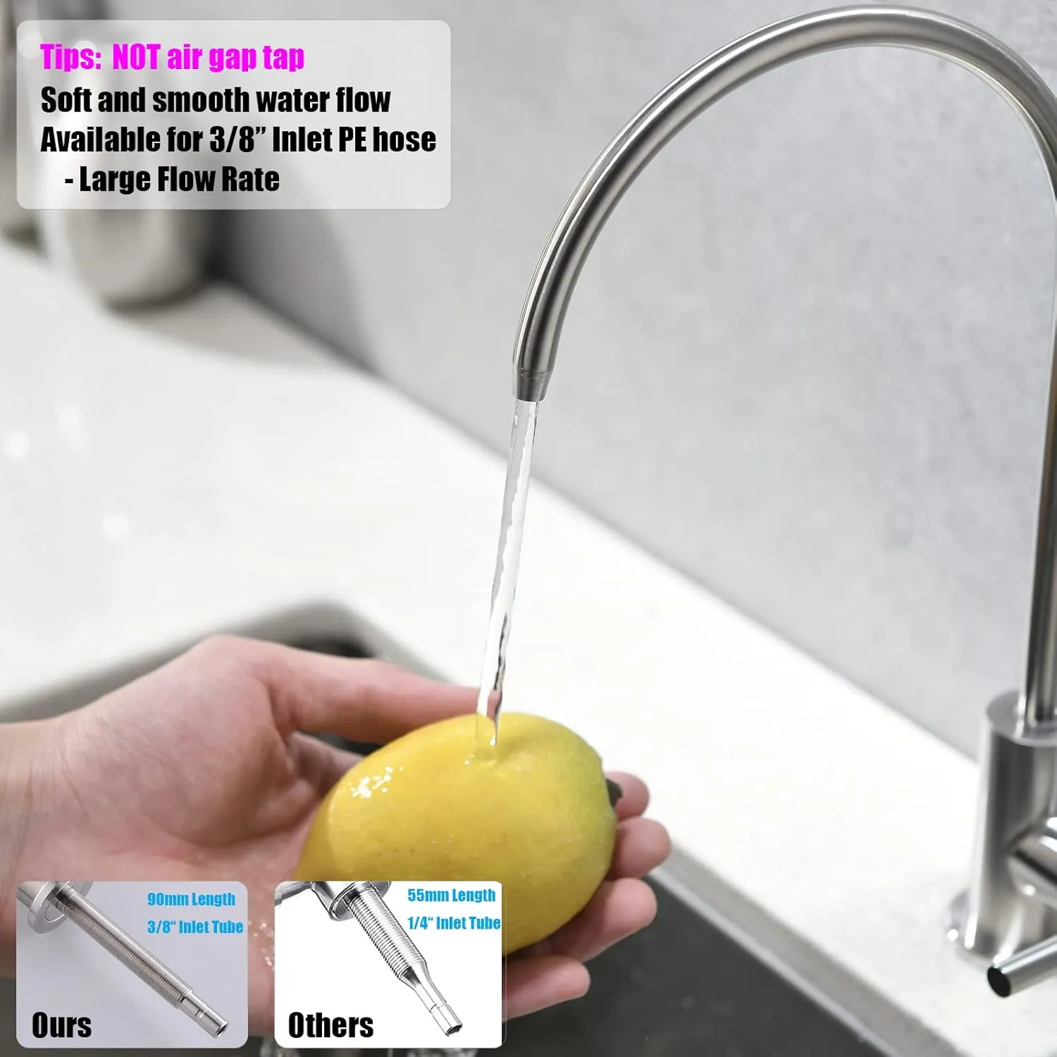 Havin RO Water Filter Faucet,Drinking Water Faucet fits Most Water Filtration System, Kitchen Reverse Osmosis Faucet,Bar Sink Faucet,Filter Tap,Lead-Free Stainless Steel,Non-Air-Gap(Brushed Polished)