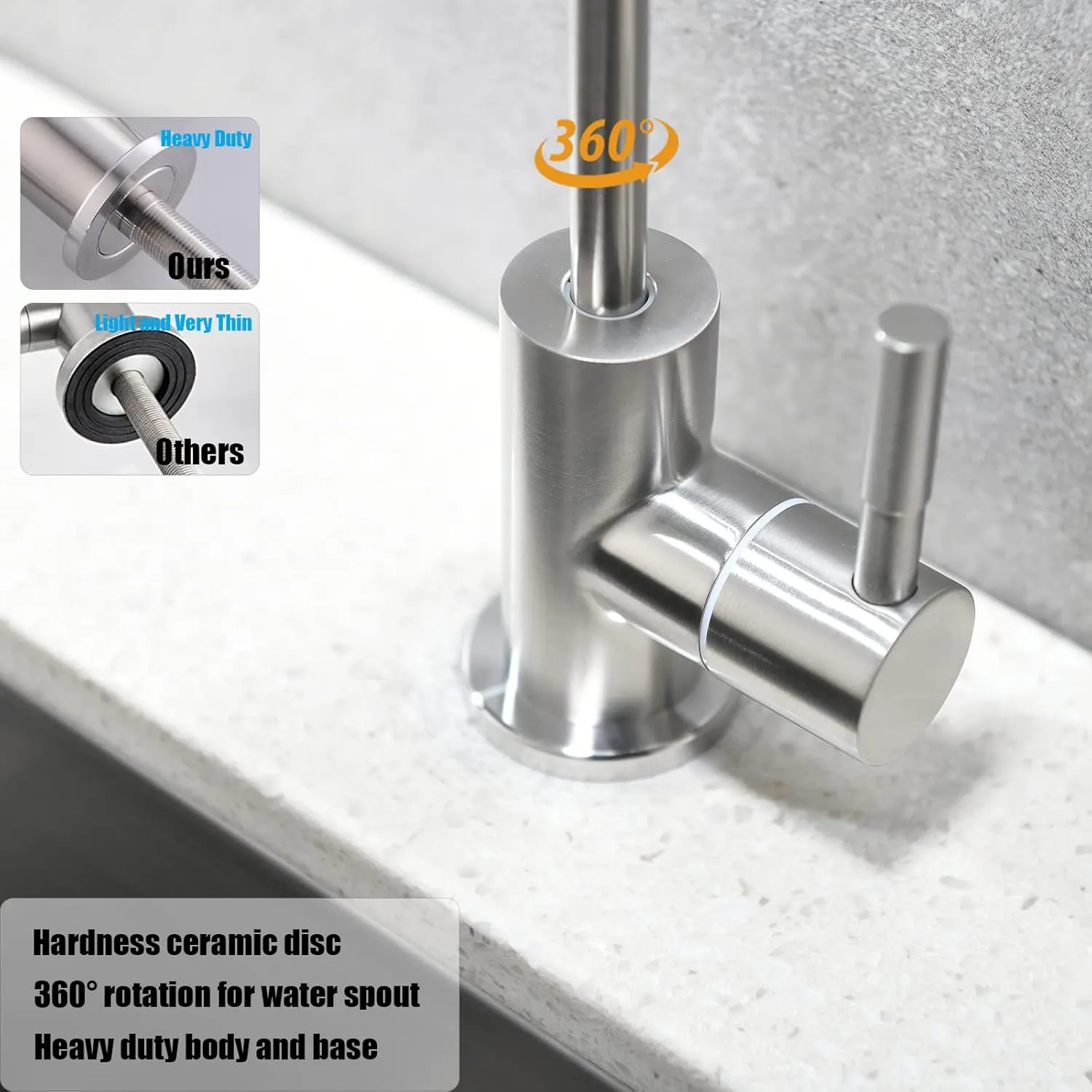 Havin RO Water Filter Faucet,Drinking Water Faucet fits Most Water Filtration System, Kitchen Reverse Osmosis Faucet,Bar Sink Faucet,Filter Tap,Lead-Free Stainless Steel,Non-Air-Gap(Brushed Polished)