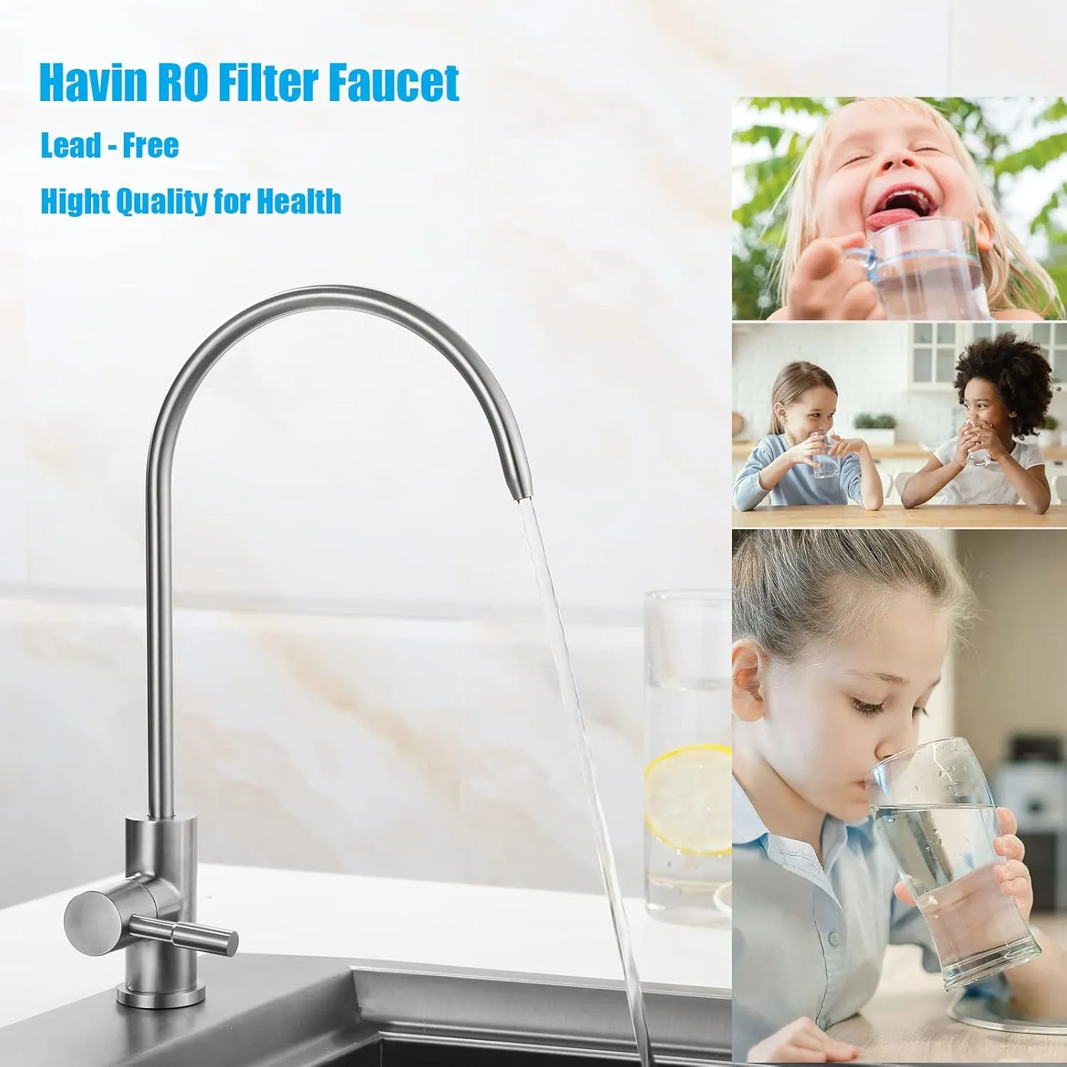Havin RO Water Filter Faucet,Drinking Water Faucet fits Most Water Filtration System, Kitchen Reverse Osmosis Faucet,Bar Sink Faucet,Filter Tap,Lead-Free Stainless Steel,Non-Air-Gap(Brushed Polished)