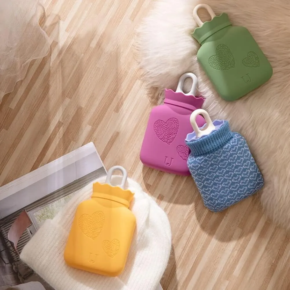 Heating Pad Winter Thermos Mini Silicone Thermos Crack Proof Explosion-Proof Hot Water Bag, Heater, Microwave Heating Water Bag, Water Injection Hot Water Bag (Green), Purple