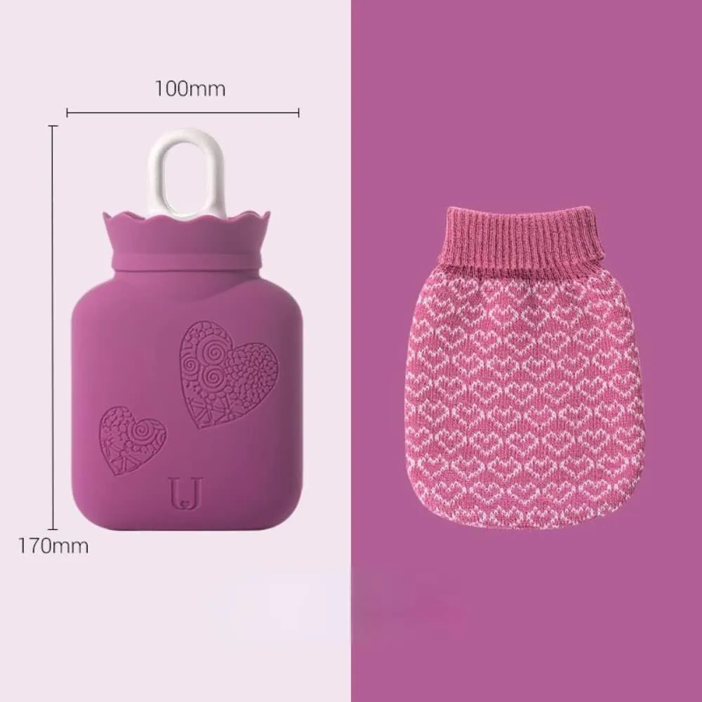 Heating Pad Winter Thermos Mini Silicone Thermos Crack Proof Explosion-Proof Hot Water Bag, Heater, Microwave Heating Water Bag, Water Injection Hot Water Bag (Green), Purple