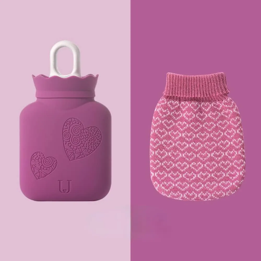 Heating Pad Winter Thermos Mini Silicone Thermos Crack Proof Explosion-Proof Hot Water Bag, Heater, Microwave Heating Water Bag, Water Injection Hot Water Bag (Green), Purple