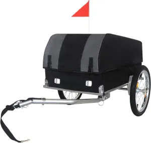 Heavy-Duty Bike Cargo Trailer with Removable Cover, 88 LBS Capacity, 16" All-Terrain Wheels & Foldable Design