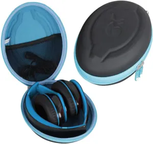 Hetmitshell Hard EVA Travel Case Fits Mpow 059 Bluetooth Headphones Over Ear Hi-Fi Stereo Wireless Headset Foldable Soft Memory-Protein Earmuffs (Black Case   Blue Zipper)