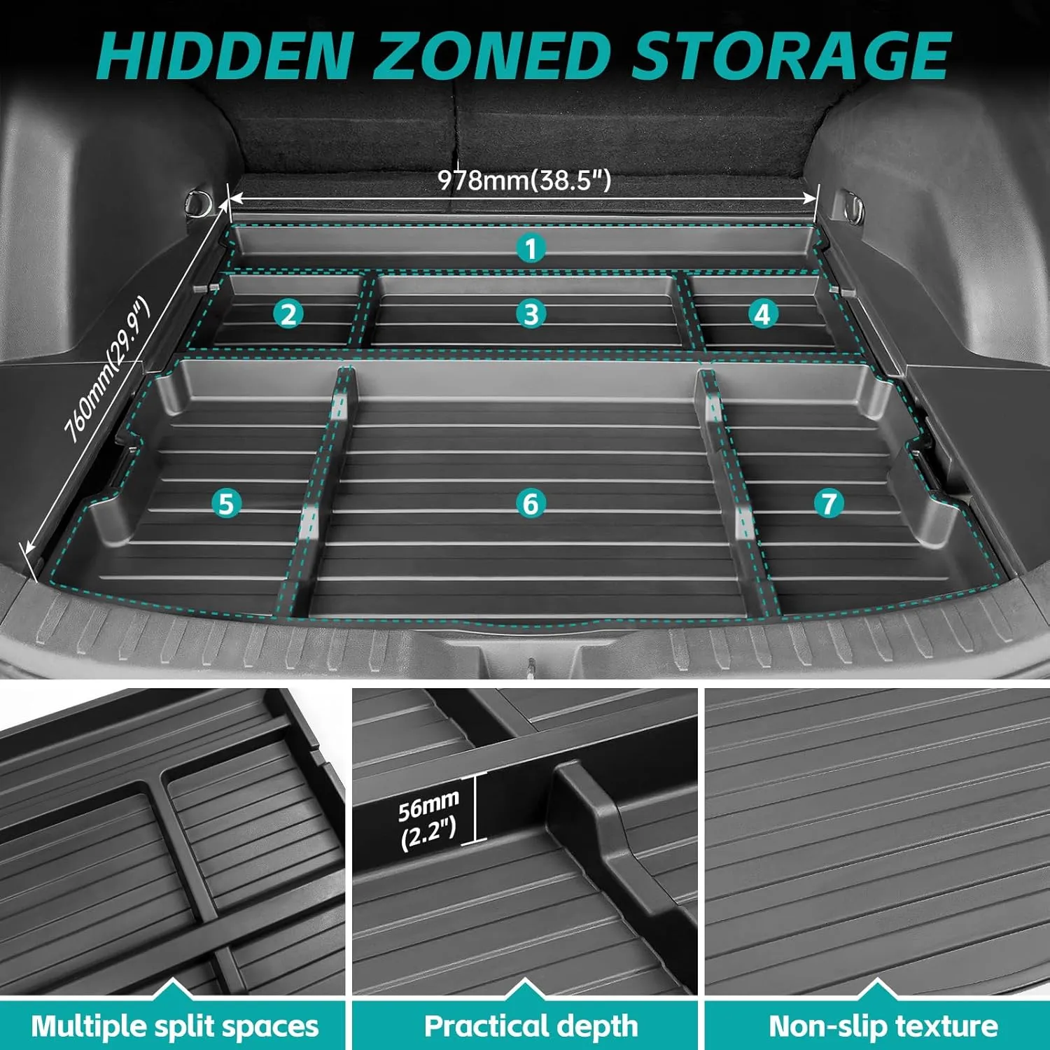 Hidden Trunk Organizer Compatible with 2019-2025 Toyota RAV4 LE XLE XSE Hybrid (Not Prime), Anti-Theft Car Storage Solution, Under Cargo Floor Spare Tire Privacy Storage Box