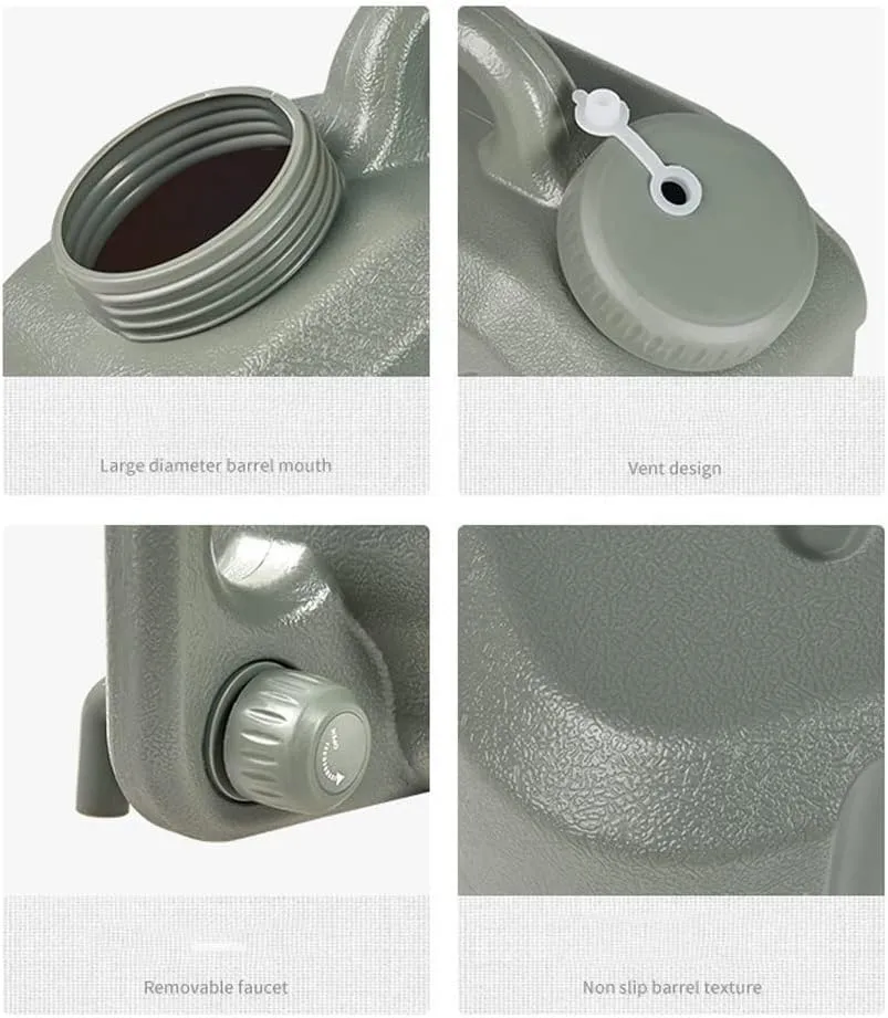 High-Capacity Camping Water Container, Portable Water Containers Jug, Multi Gear Adjustable, Portable Water Storage Camp Water Jug for Camping Outdoor Hiking (Gray : Khaki, Size : 12L)