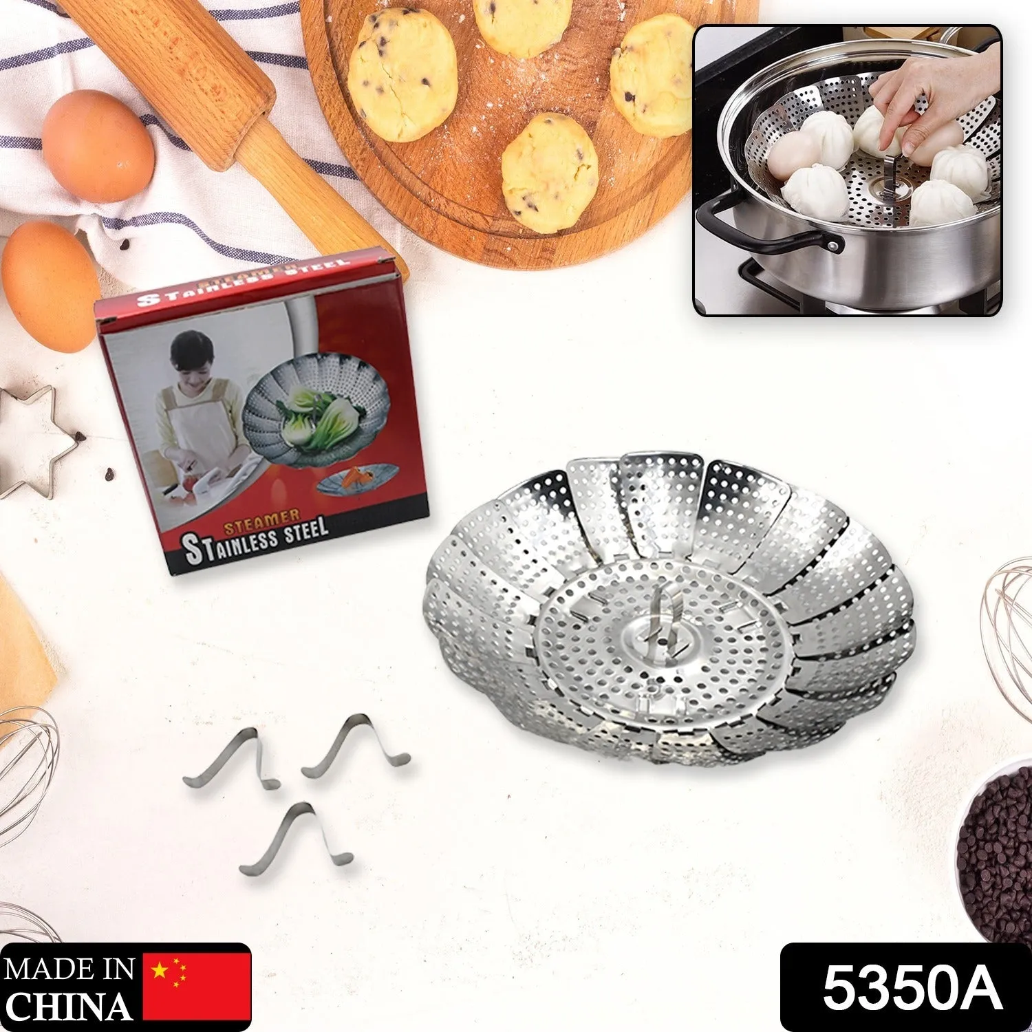 High-quality Stand/ ,Cooking Foldable Unique Design Heaviest Diverse options Stainless-Steel Rack/Plate Drying Basket Basket Kitchen Utensils/Dish for vegetable Steamer