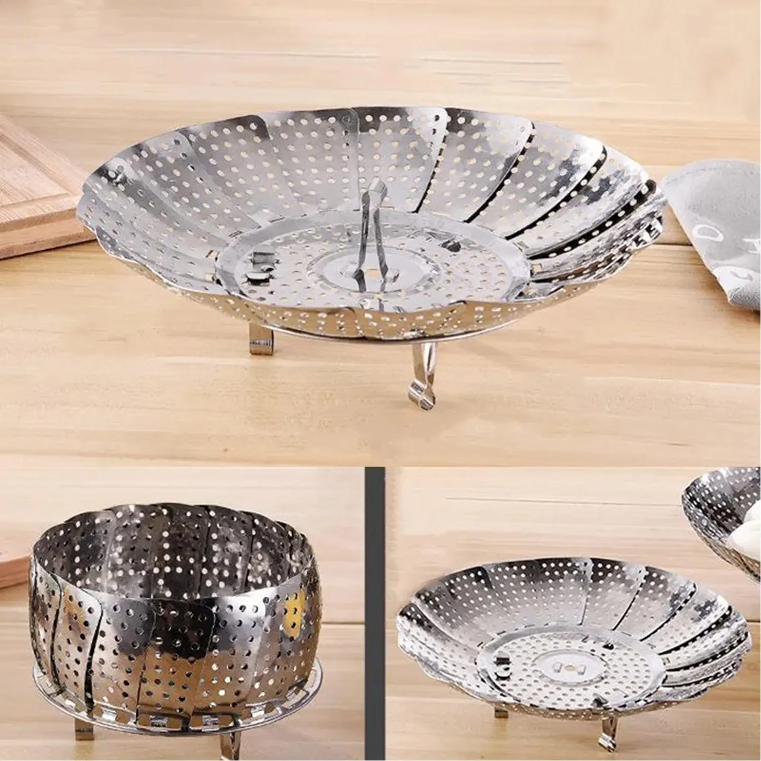 High-quality Stand/ ,Cooking Foldable Unique Design Heaviest Diverse options Stainless-Steel Rack/Plate Drying Basket Basket Kitchen Utensils/Dish for vegetable Steamer