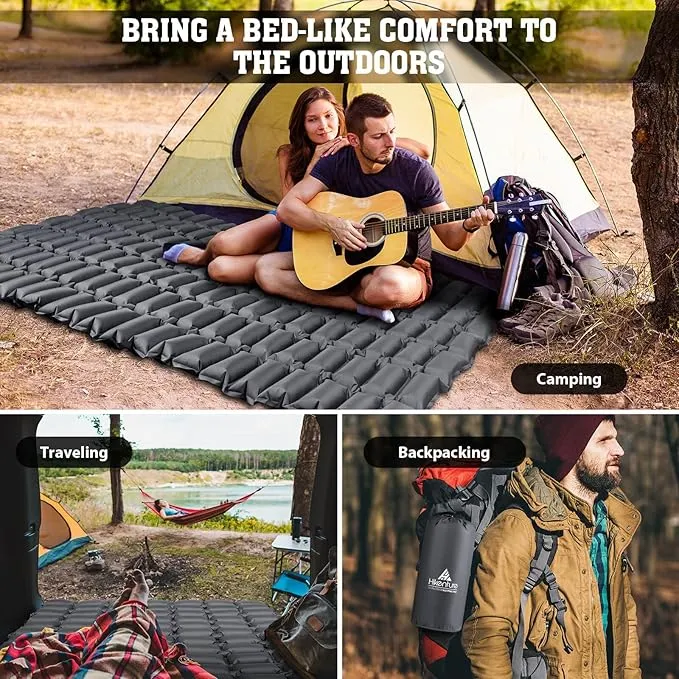Hikenture Double Sleeping Pad,Ultralight Camping Mattress 2 Person,Backpacking Pad with Pump Sack,Inflatable Air Mat for Tent(1037-B2)