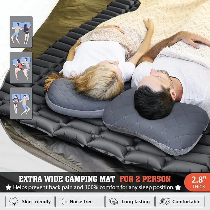 Hikenture Double Sleeping Pad,Ultralight Camping Mattress 2 Person,Backpacking Pad with Pump Sack,Inflatable Air Mat for Tent(1037-B2)