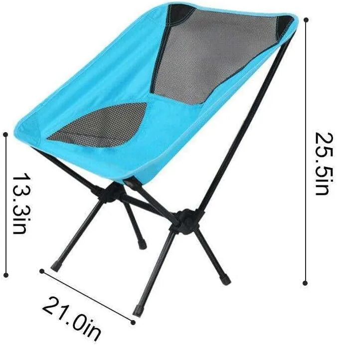 HJSQ Camping Chair w/Storage Bag, Blue Camping Chairs Camping-Chairs Patio Furniture Outdoor Furniture Camping Accessories Patio Chairs Camping Gear Camping Chair Folding Chair Outdoor Chairs