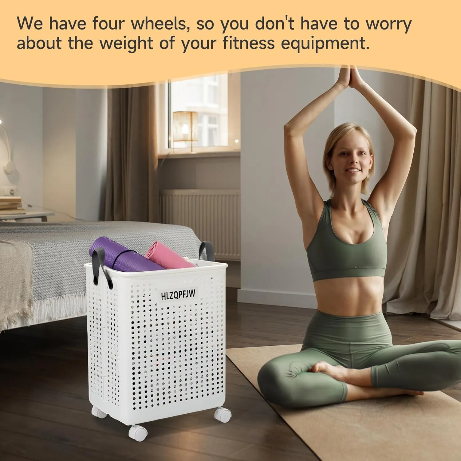 HLZQPFJWcollapsible laundry baskets,laundry basket with wheels,laundry hamper with wheels,dorm laundry hamper,laundry basket plastic，35, 50, 60 liter large capacity (White, Large)
