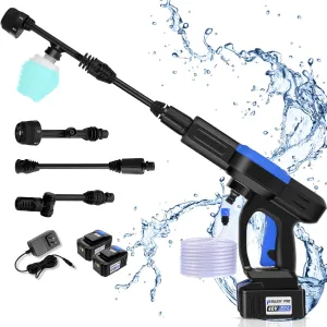 Homdox Cordless Pressure Washer w/ 2 * 40V Battery, 1300 PSI Cordless Power Washer Battery Powered, Portable Pressure Washer w/ 6-in-1 Nozzle, Soap Container, Charger Included (Black&Blue)