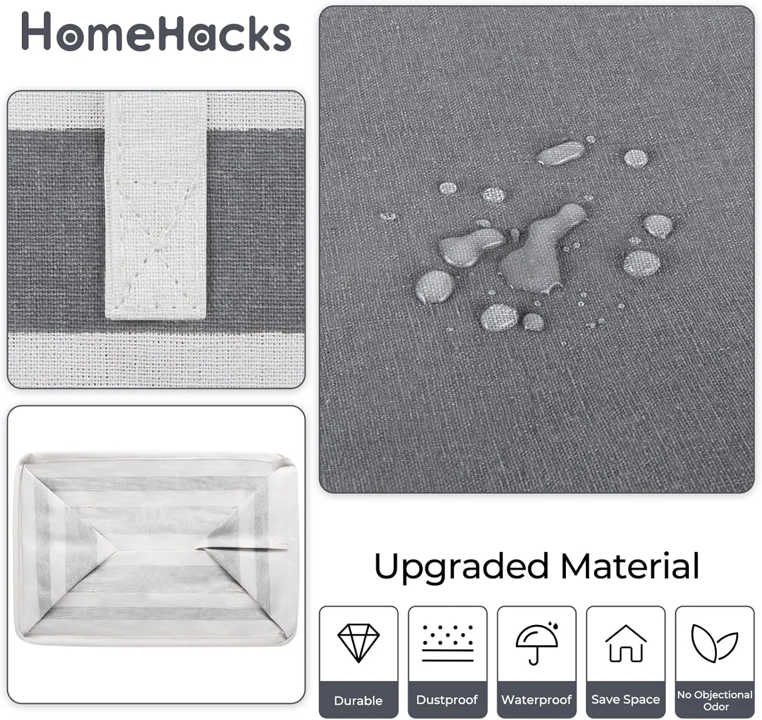 HomeHacks 3-Pack Large Laundry Basket,75L Each Waterproof, Freestanding Laundry Hamper, Collapsible Tall Clothes Hamper with Extended Handles for Clothes Toys in the Dorm and Family-Gradient Grey