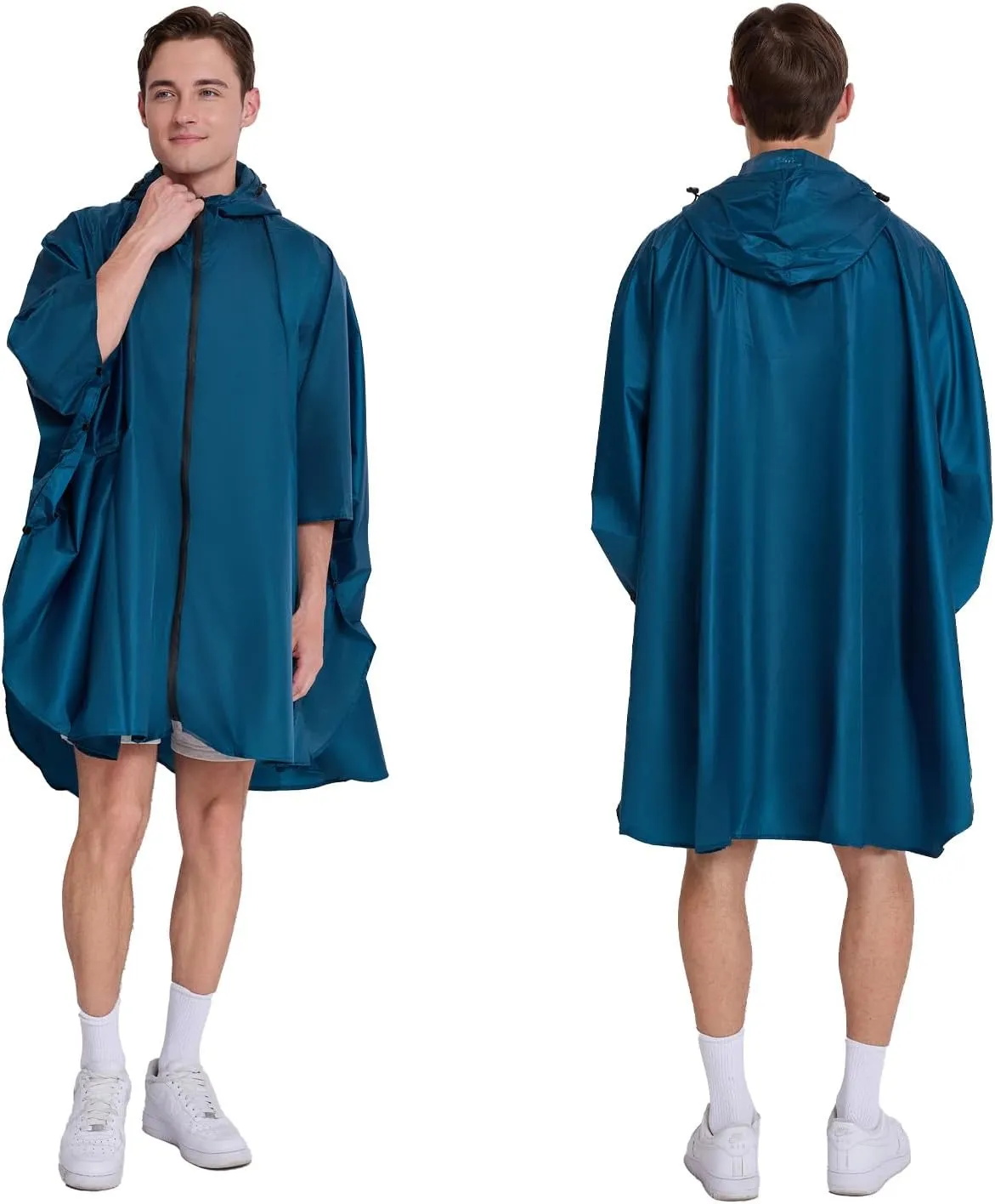 Hooded cape style waterproof raincoat suitable for outdoor activities, hiking, mountaineering, and both men and women
