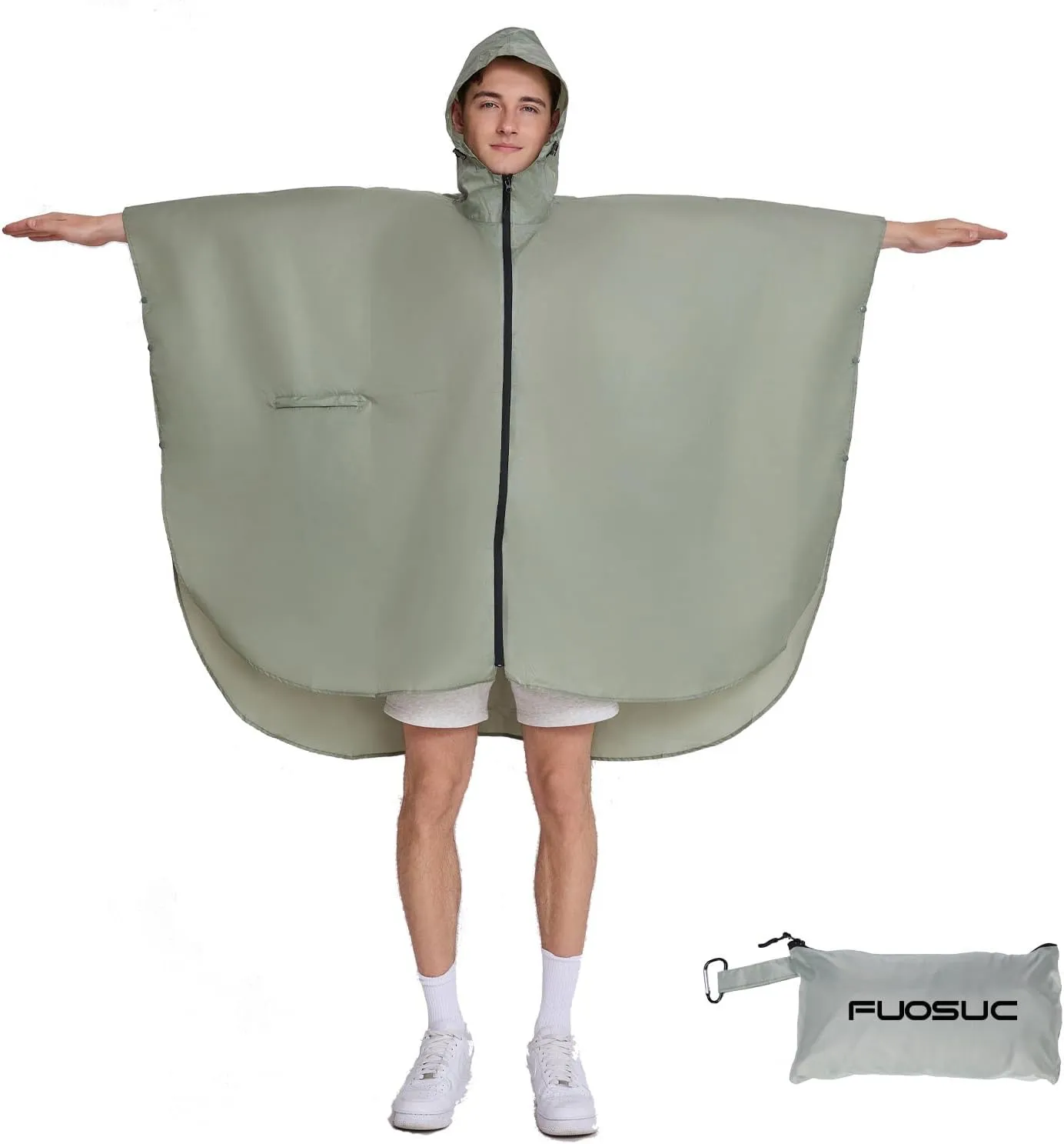 Hooded cape style waterproof raincoat suitable for outdoor activities, hiking, mountaineering, and both men and women
