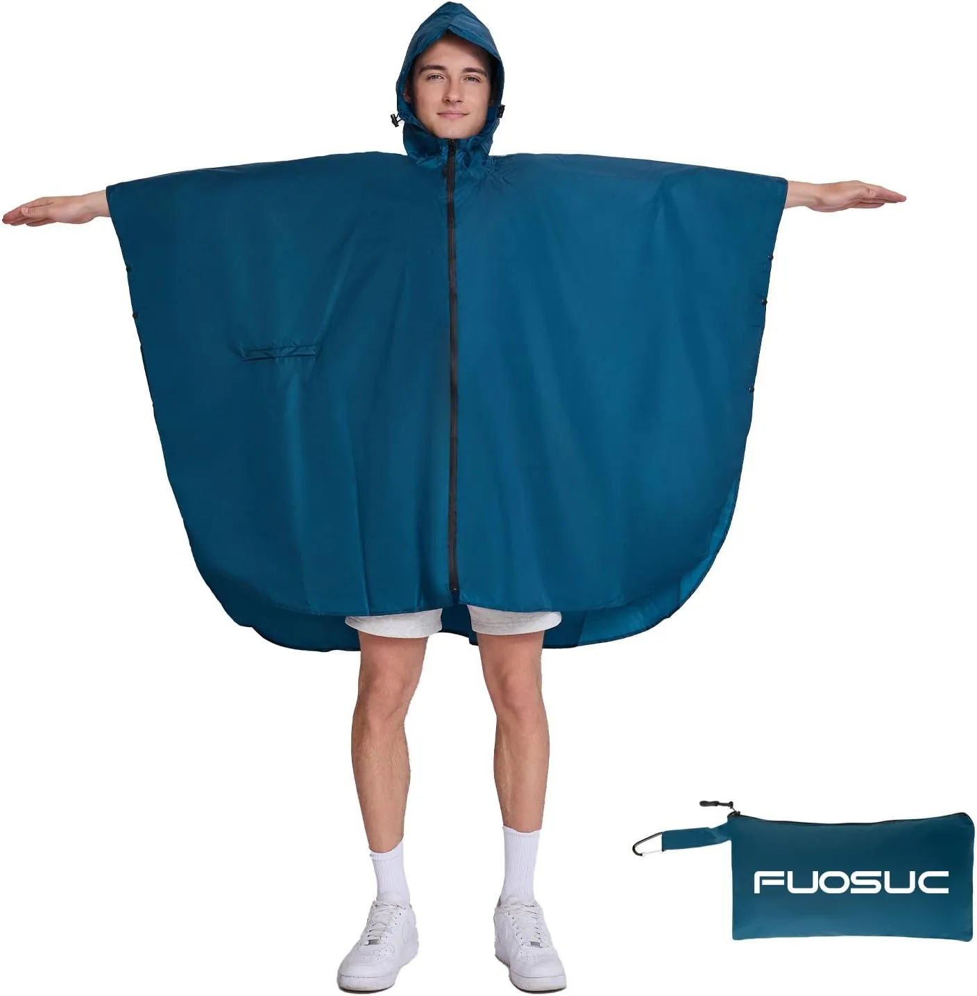Hooded cape style waterproof raincoat suitable for outdoor activities, hiking, mountaineering, and both men and women