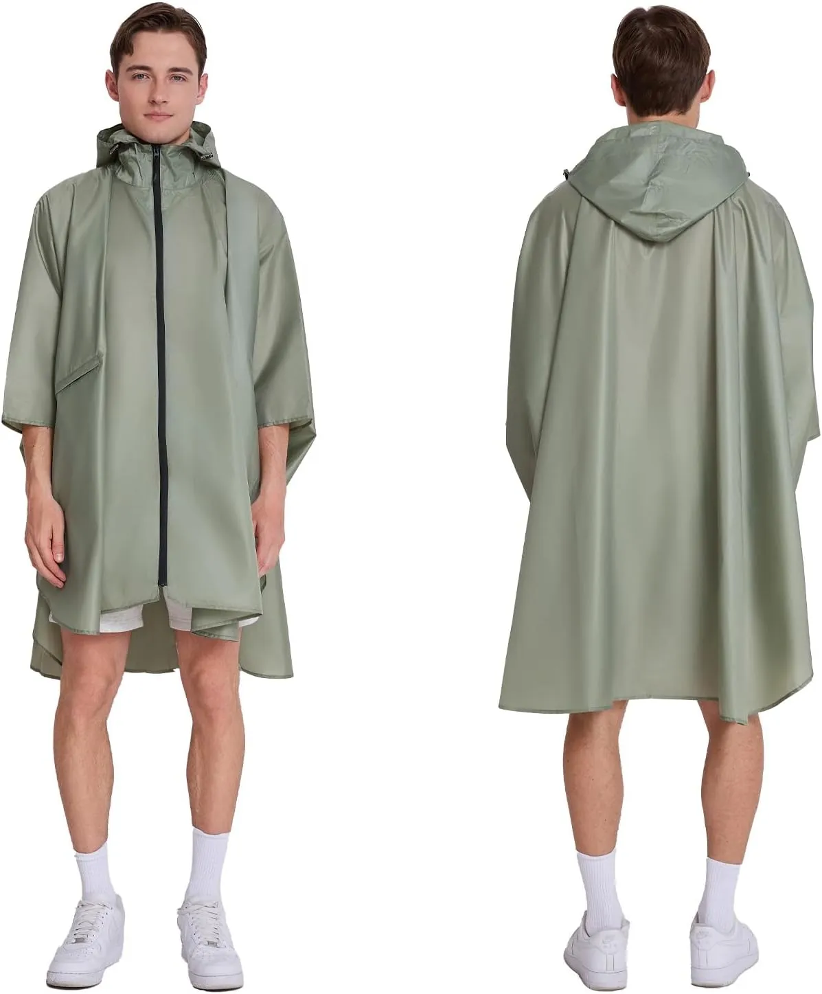 Hooded cape style waterproof raincoat suitable for outdoor activities, hiking, mountaineering, and both men and women