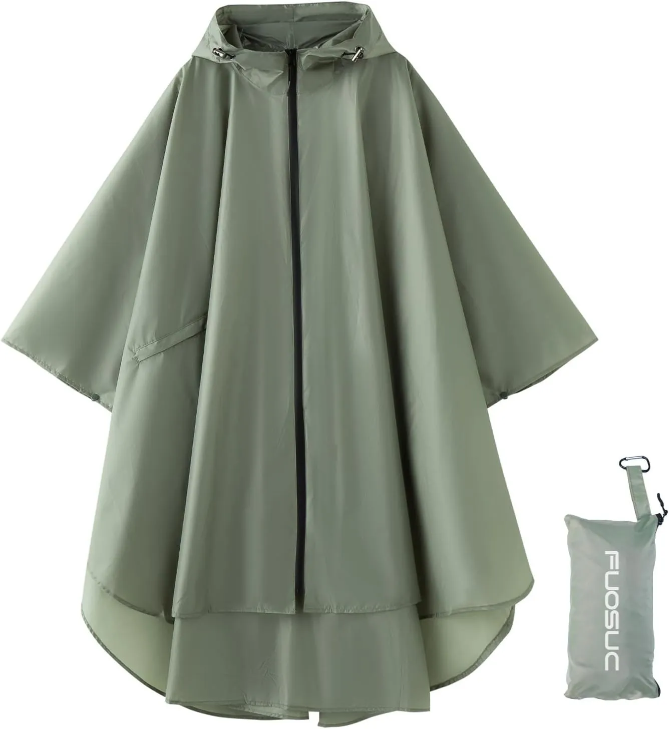 Hooded cape style waterproof raincoat suitable for outdoor activities, hiking, mountaineering, and both men and women