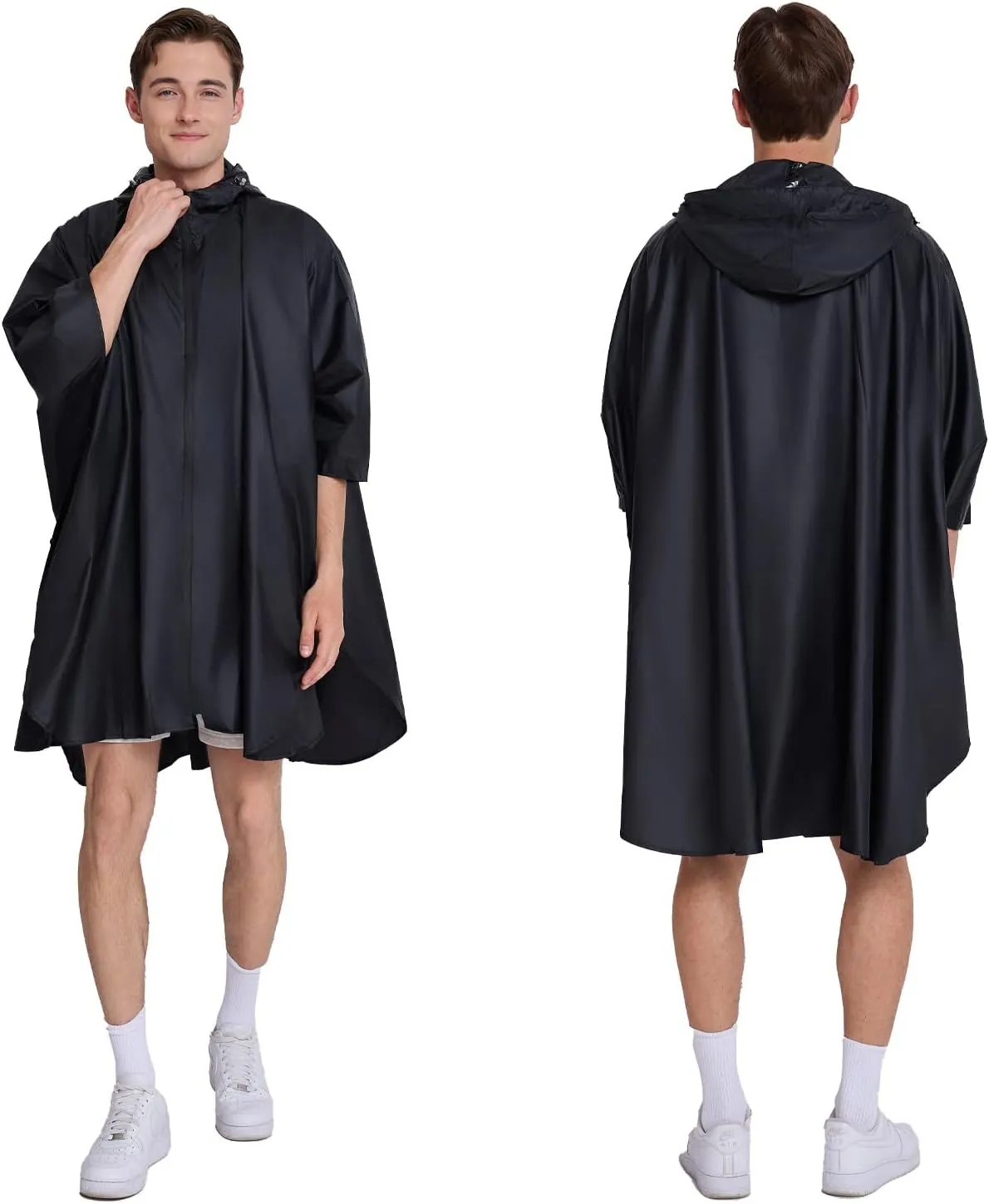 Hooded cape style waterproof raincoat suitable for outdoor activities, hiking, mountaineering, and both men and women