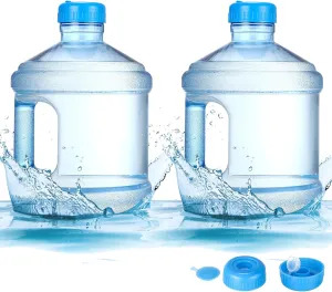 Hoolerry 1 Pieces Water Bottle 1 Gallon Round Plastic Water Jug with Handle Reusable Leak Proof Bottle for Gym Sports Office Daily Cold Liquids Drinking Use, Blue